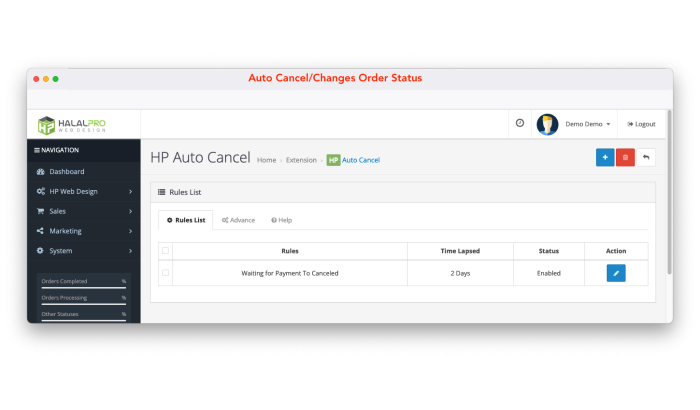 Module Auto Cancel Status Order OpenCart