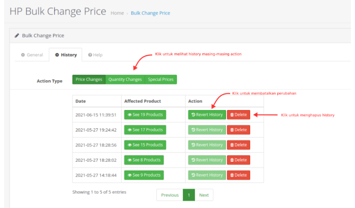 Bulk Change Price Opencart