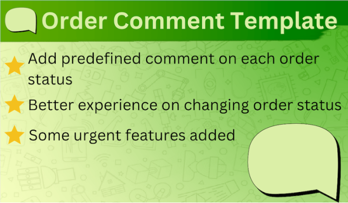 HP Order Comment Template